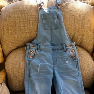 Light washed denim overalls
